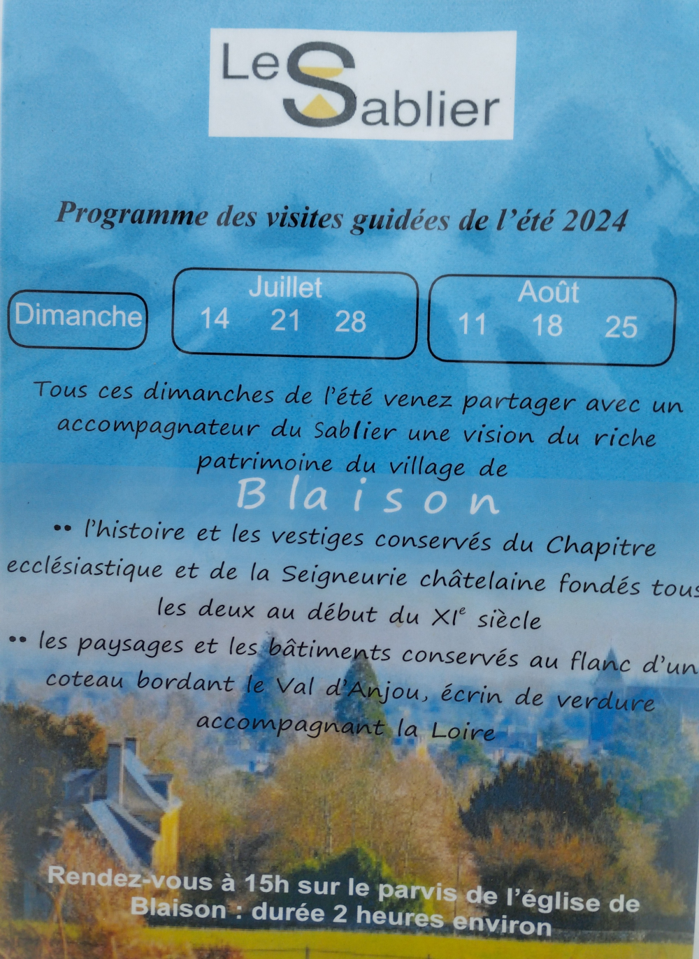 Patrimoine du village de Blaison - Visites guidées de l'été 2024 @ Collégiale Saint Aubin